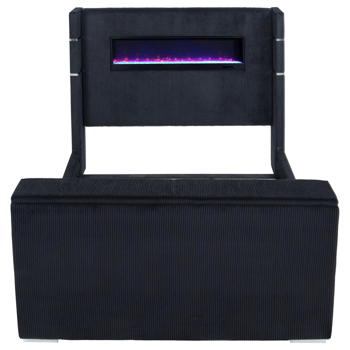 Tisdall Eastern King Flame Visualizer Wingback TV Bed Black