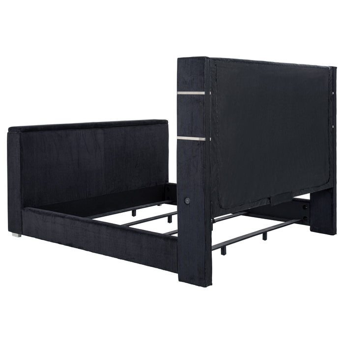 Tisdall Eastern King Flame Visualizer Wingback TV Bed Black