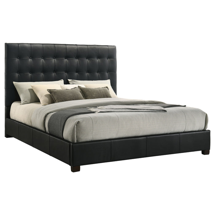 Medley Genuine Leather Eastern King Platform Bed Black
