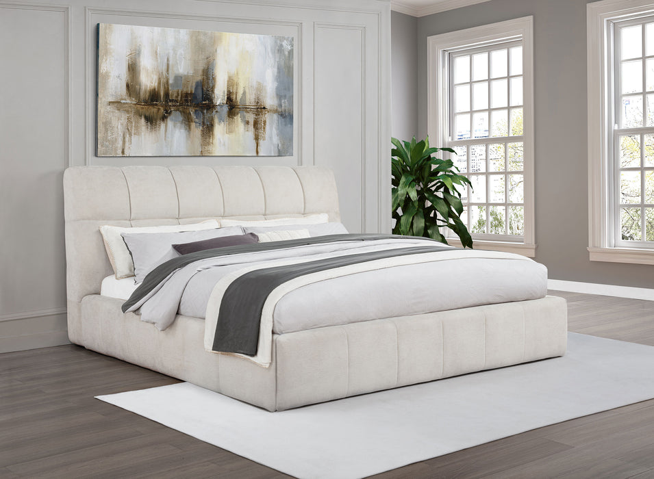 Nollet 48-inch Upholstered California King Platform Bed Cream