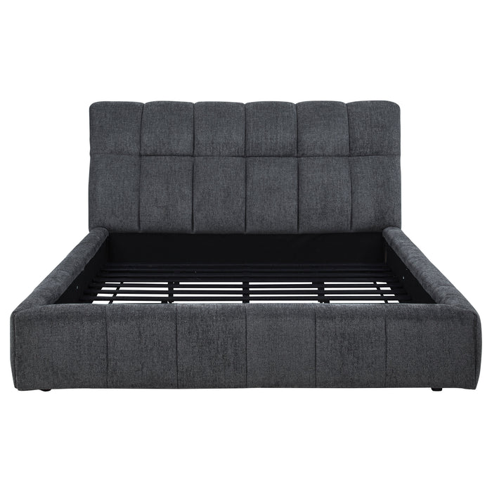 Nollet 48-inch Upholstered Eastern King Platform Bed Grey