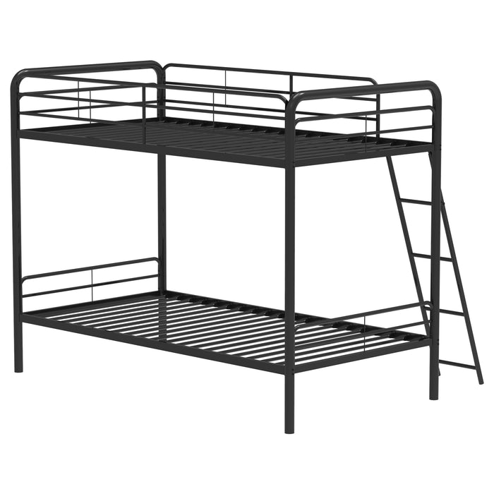 Carson Metal Twin Over Twin Bunk Bed Glossy Black