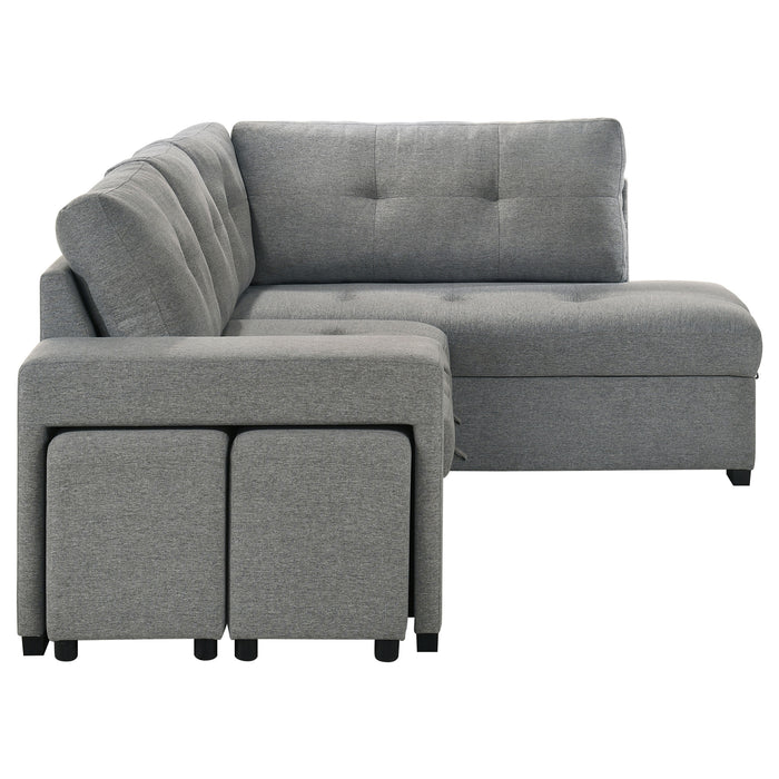 Roanne Fabric Upholstered Sleeper Sectional Sofa Grey