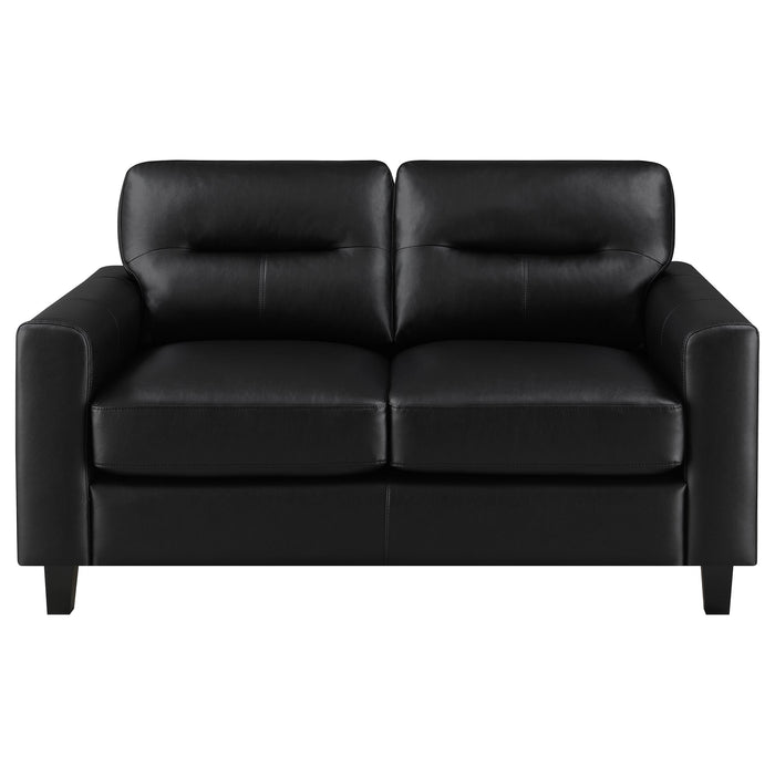 Scotland 3-piece Faux Leather Upholstered Sofa Set Black