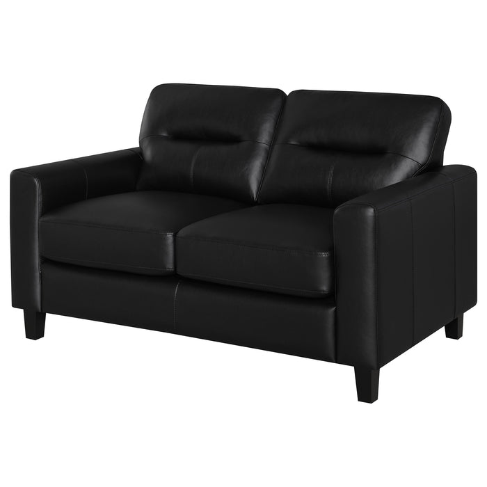 Scotland Faux Leather Upholstered Track Arm Loveseat Black