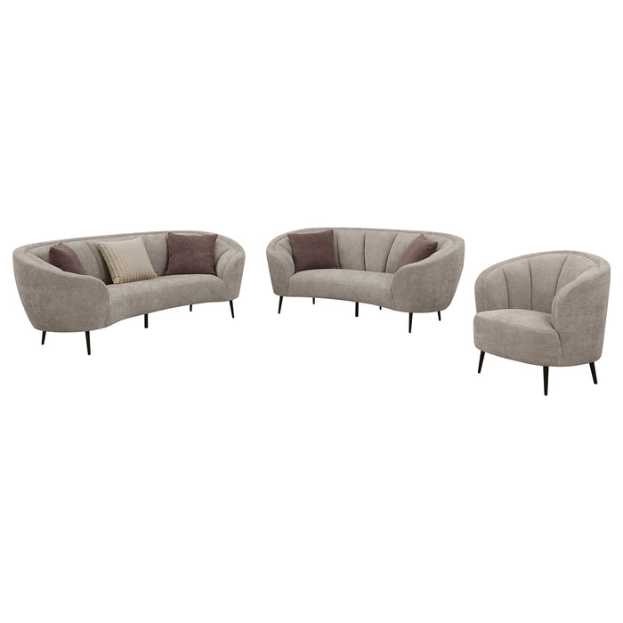 Ellorie 3-piece Upholstered Curved Sofa Set Beige