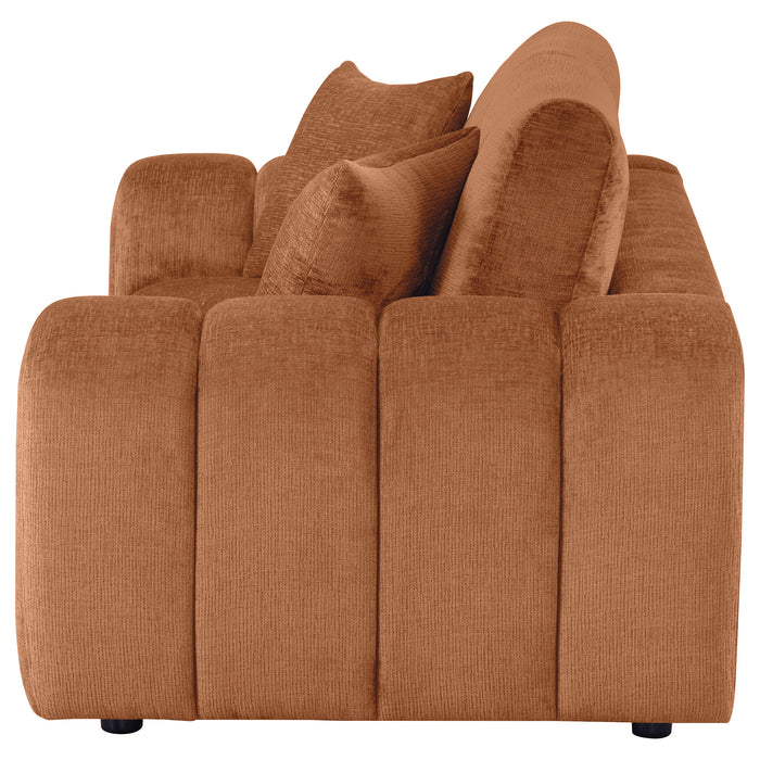 Burnett Chenille Upholstered Wide Arm Loveseat Burnt Orange
