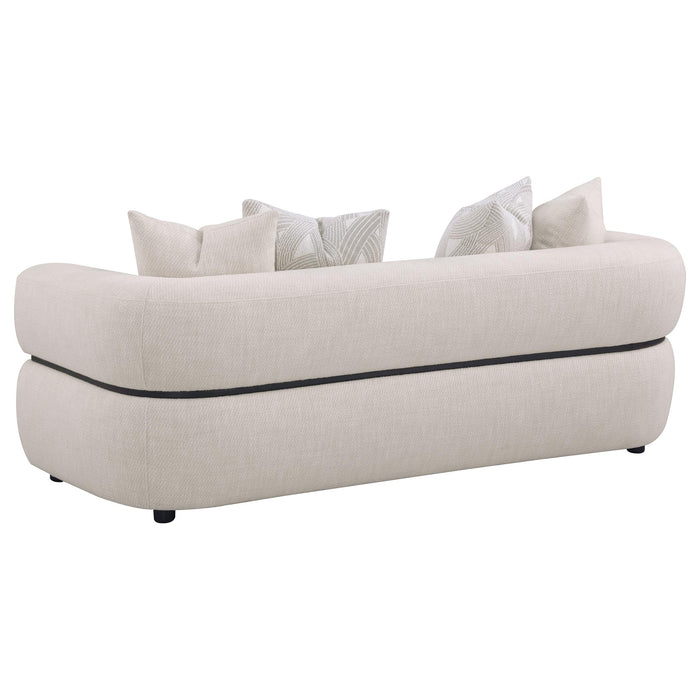 Jeanette 84-inch Fabric Upholstered Round Arm Sofa Beige
