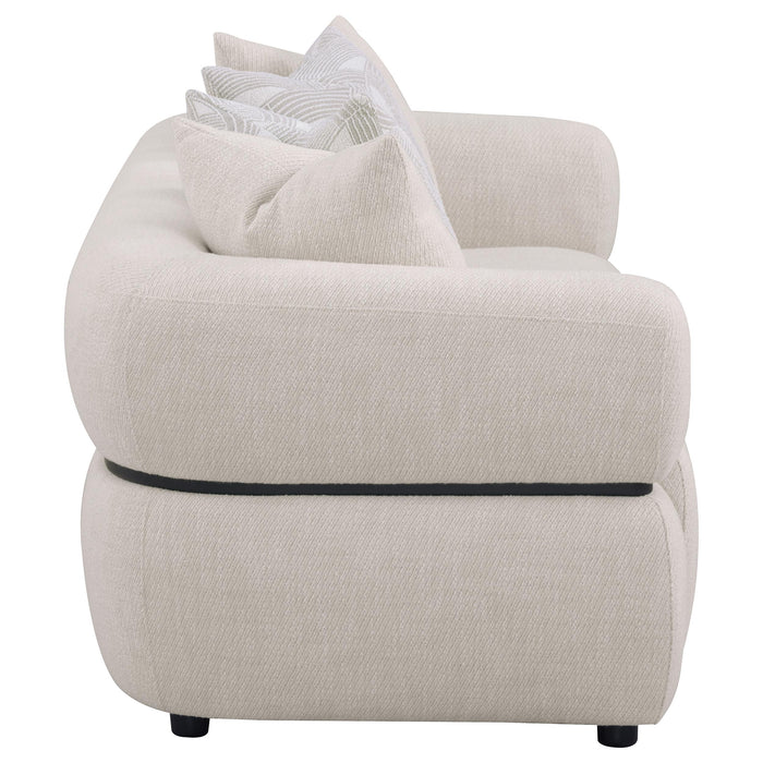 Jeanette 84-inch Fabric Upholstered Round Arm Sofa Beige