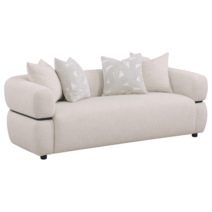 Jeanette 3-piece Fabric Upholstered Round Arm Sofa Set Beige