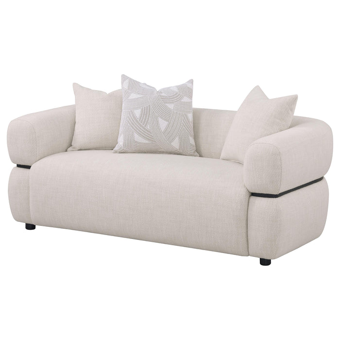 Jeanette 73-inch Fabric Upholstered Round Arm Loveseat Beige