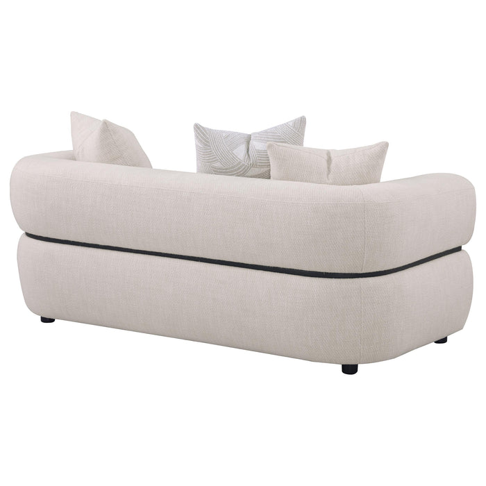 Jeanette 73-inch Fabric Upholstered Round Arm Loveseat Beige