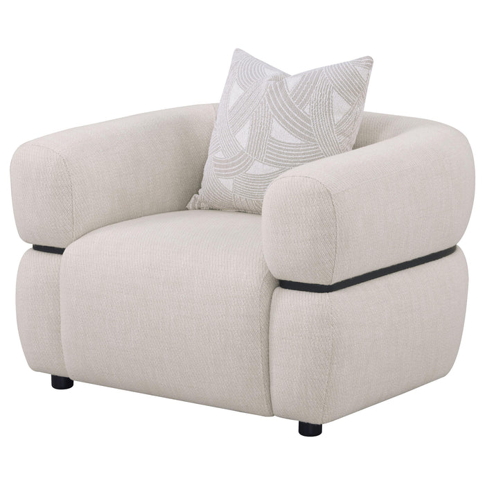Jeanette Fabric Upholstered Round Arm Accent Chair Beige