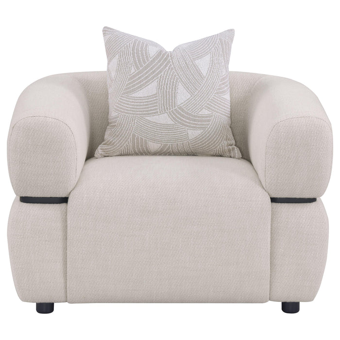 Jeanette Fabric Upholstered Round Arm Accent Chair Beige