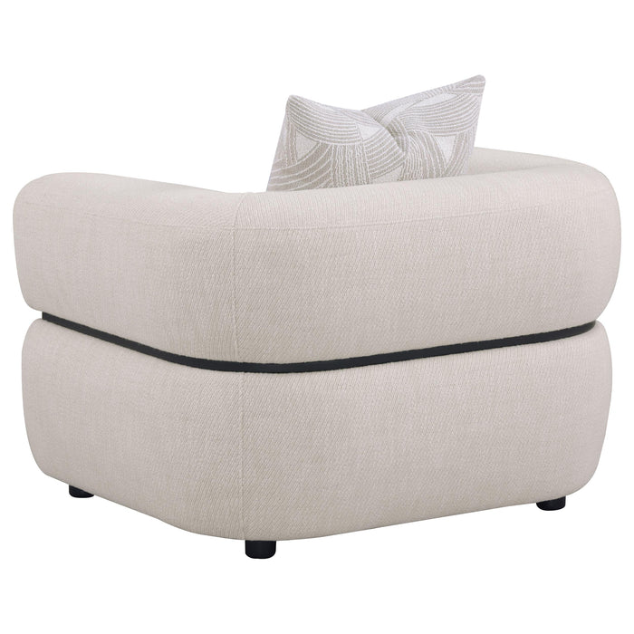 Jeanette Fabric Upholstered Round Arm Accent Chair Beige