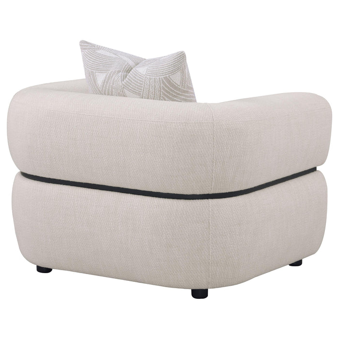 Jeanette Fabric Upholstered Round Arm Accent Chair Beige