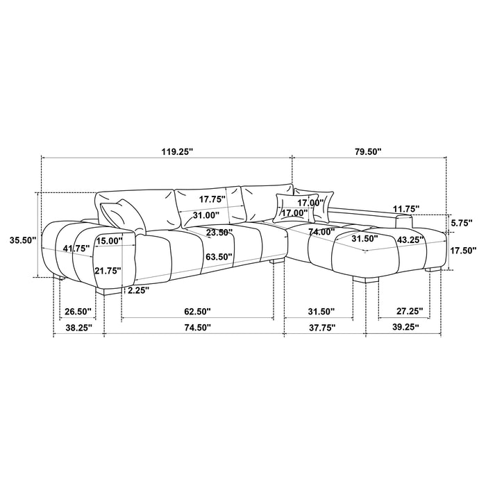 Octavia Upholstered Sectional Chaise Sofa Amber