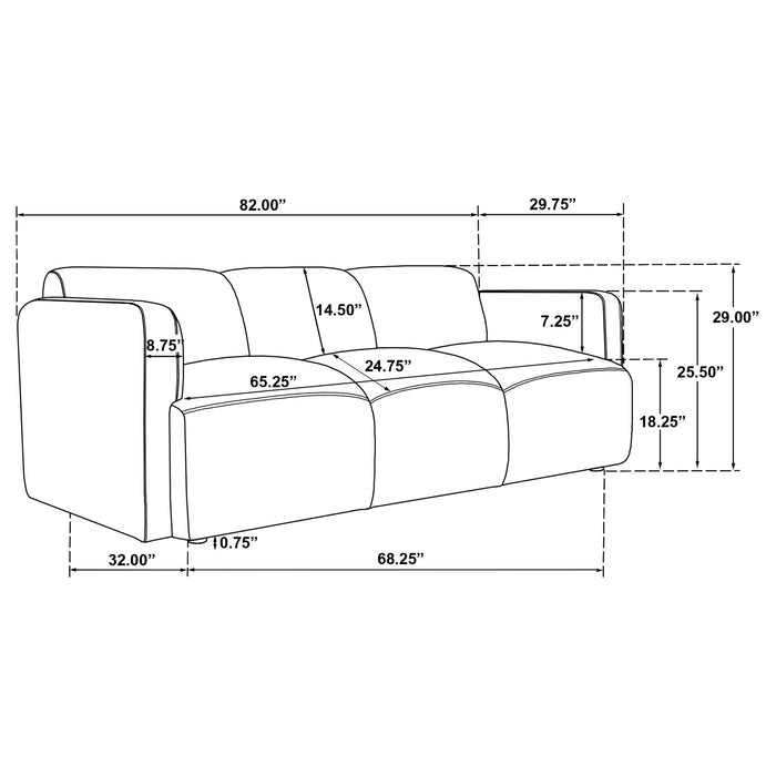 Dorset 2-piece Upholstered Round Track Arm Sofa Set Brown
