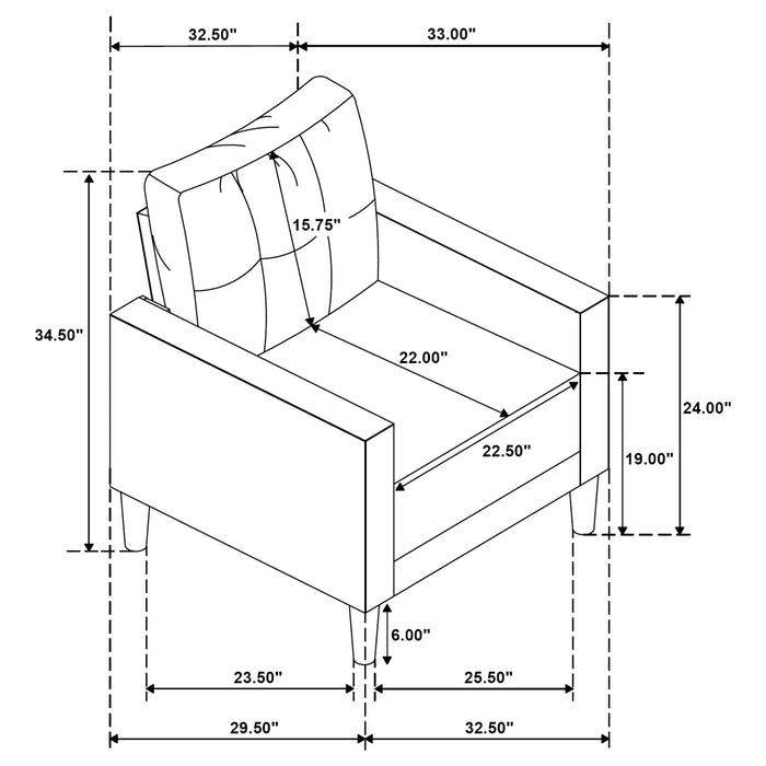 Bowen II Fabric Upholstered Track Arm Accent Chair Rust