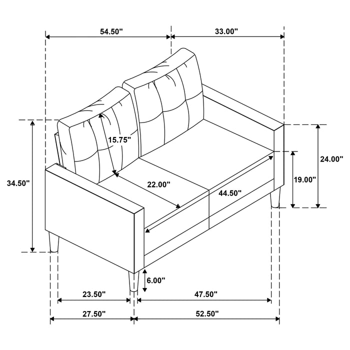 Bowen II Fabric Upholstered Track Arm Loveseat Steel Grey