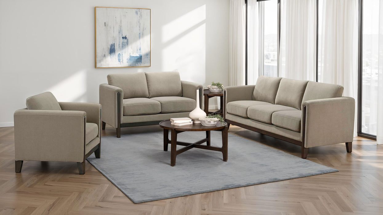 Islington Fabric Upholstered Panel Arm Sofa Taupe