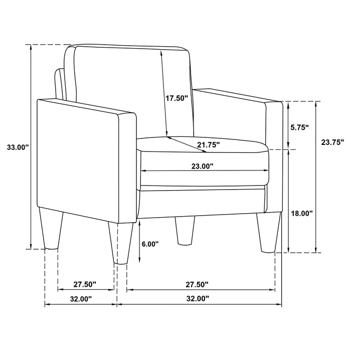Ruth Fabric Upholstered Track Arm Accent Chair Rust Red