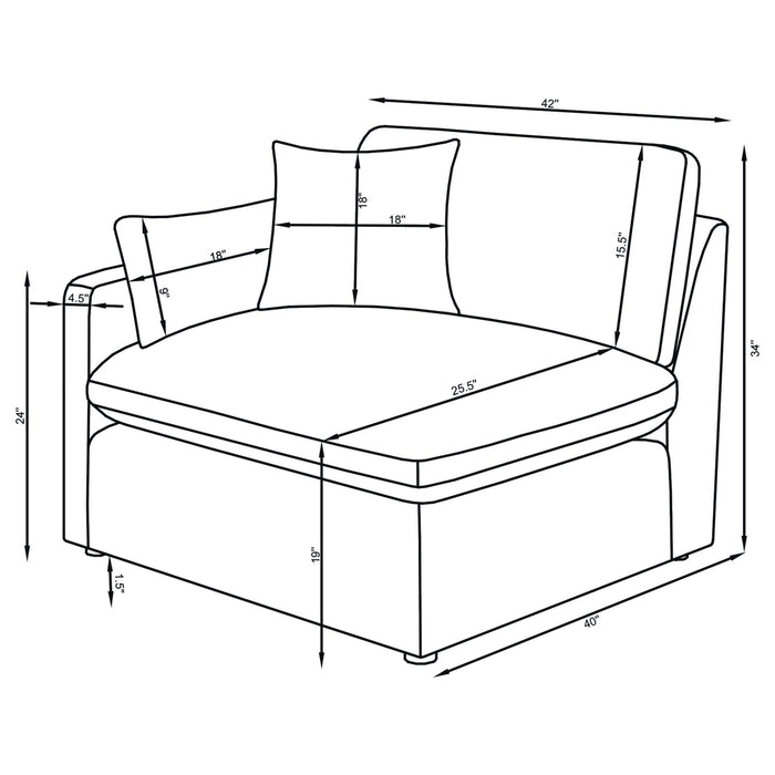 Hobson 5-piece Upholstered Modular Sectional Sofa Ivory