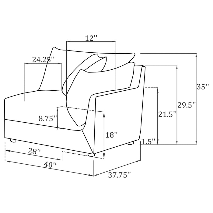 Sasha Upholstered RAF Chair Barely Black