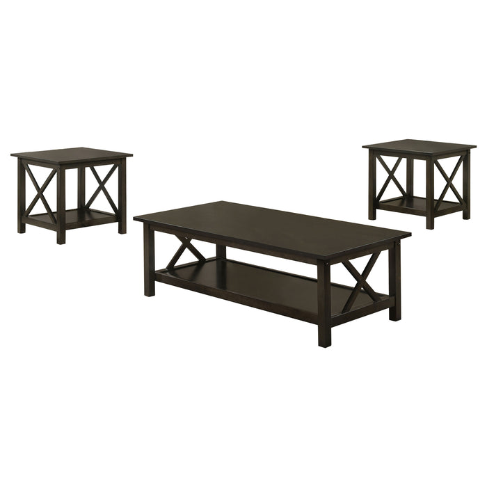 Rachelle 3-piece Rectangular Coffee Table Set Deep Merlot