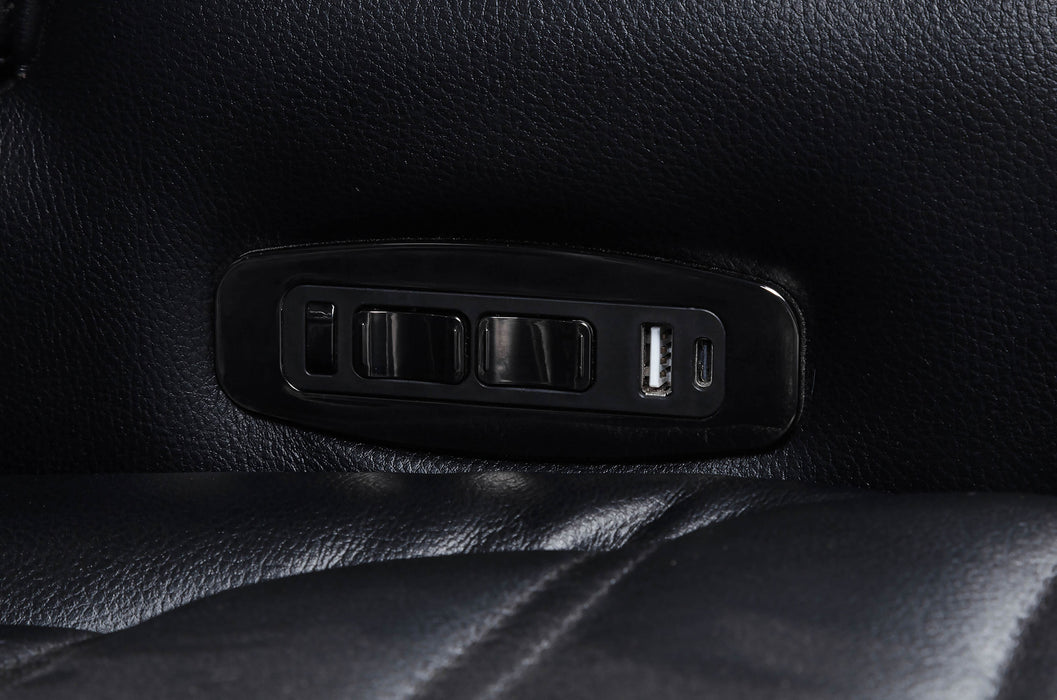 Zuma Faux Leather Dual Power Reclining LED Loveseat Black