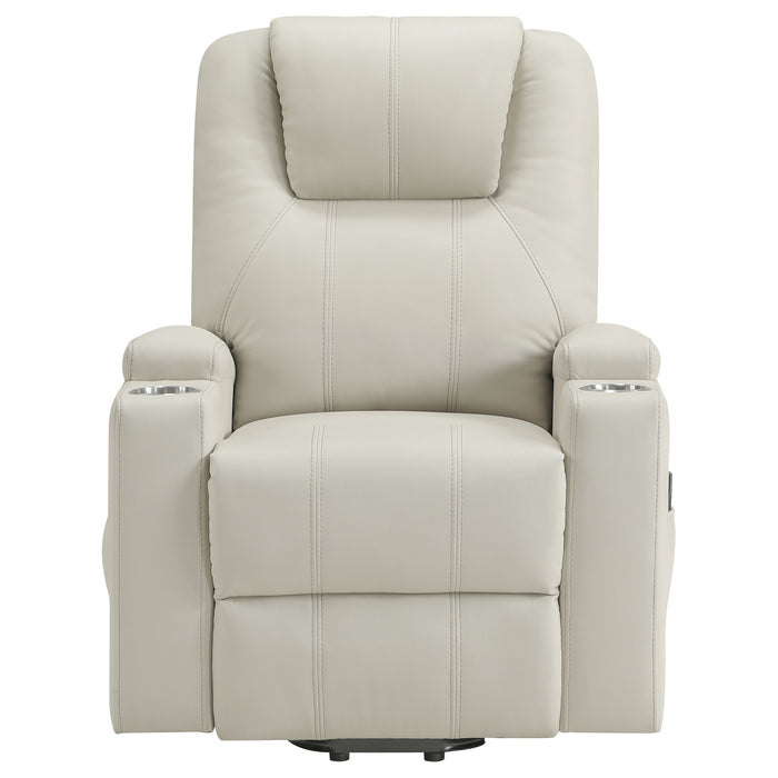 Armstrong Upholstered Power Lift Massage Recliner Ivory