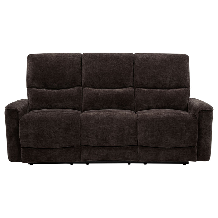 Navarro Chenille Upholstered Reclining Sofa Dark Brown