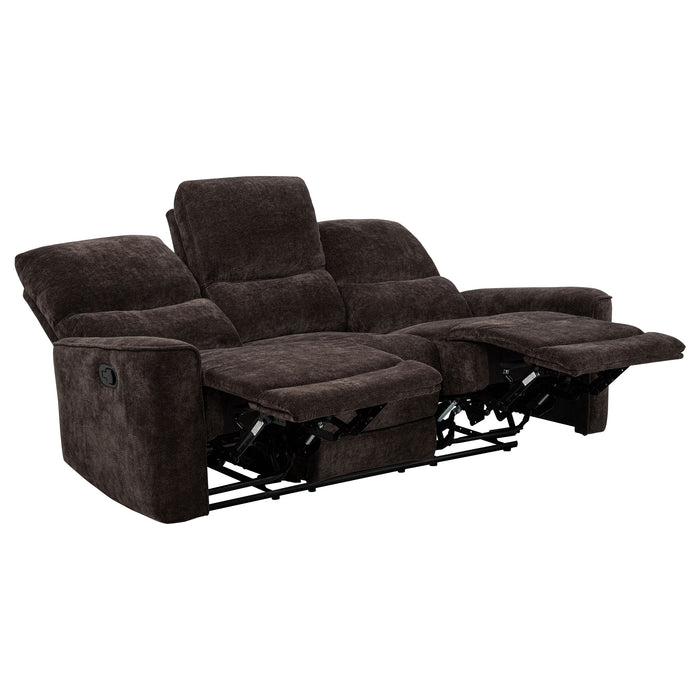 Navarro Chenille Upholstered Reclining Sofa Dark Brown