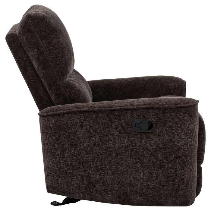 Navarro Chenille Upholstered Glider Recliner Dark Brown