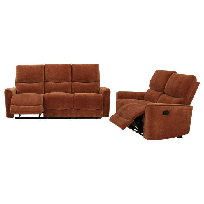 Navarro 2-piece Upholstered Reclining Sofa Set Orange