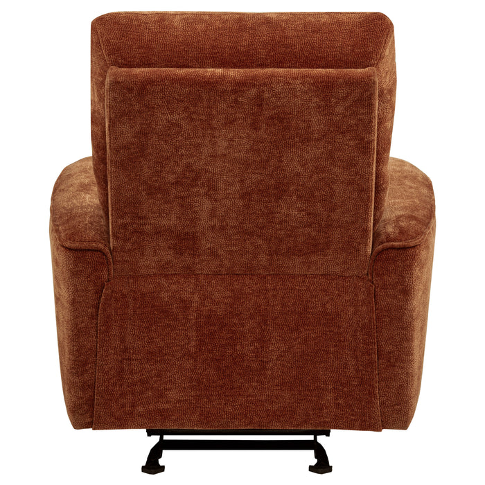 Navarro Chenille Upholstered Glider Recliner Burnt Orange