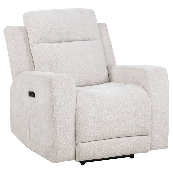 Kennett Chenille Upholstered Power Recliner Chair Ivory