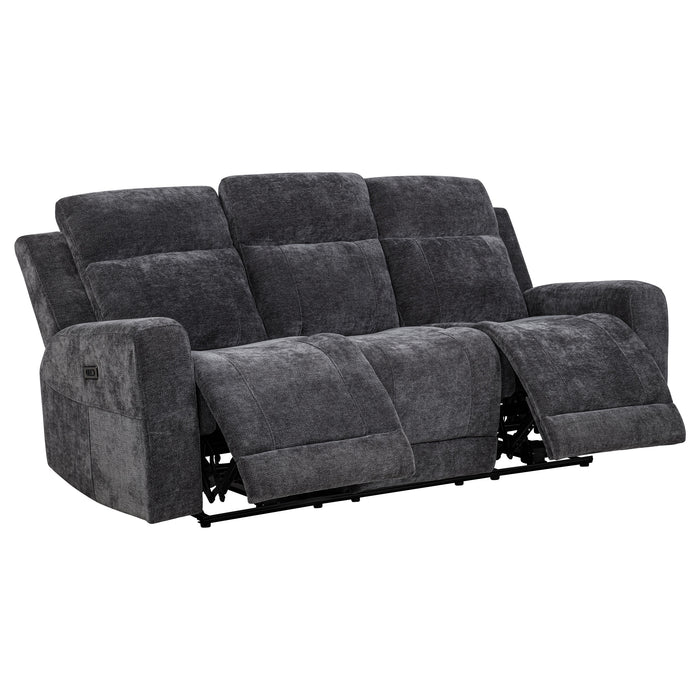 Kennett 2-piece Chenille Power Reclining Sofa Set Dark Grey