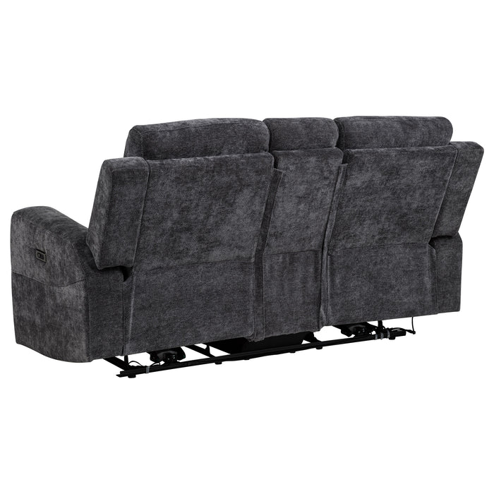 Kennett 2-piece Chenille Power Reclining Sofa Set Dark Grey
