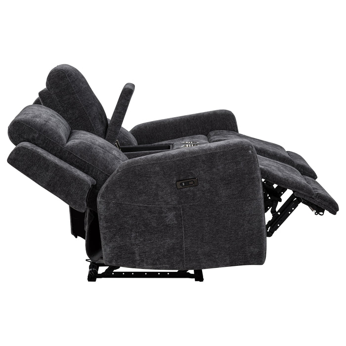 Kennett 2-piece Chenille Power Reclining Sofa Set Dark Grey