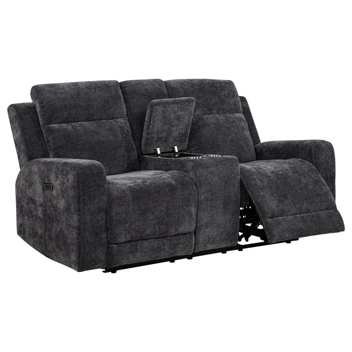 Kennett 3-piece Chenille Power Reclining Sofa Set Dark Grey