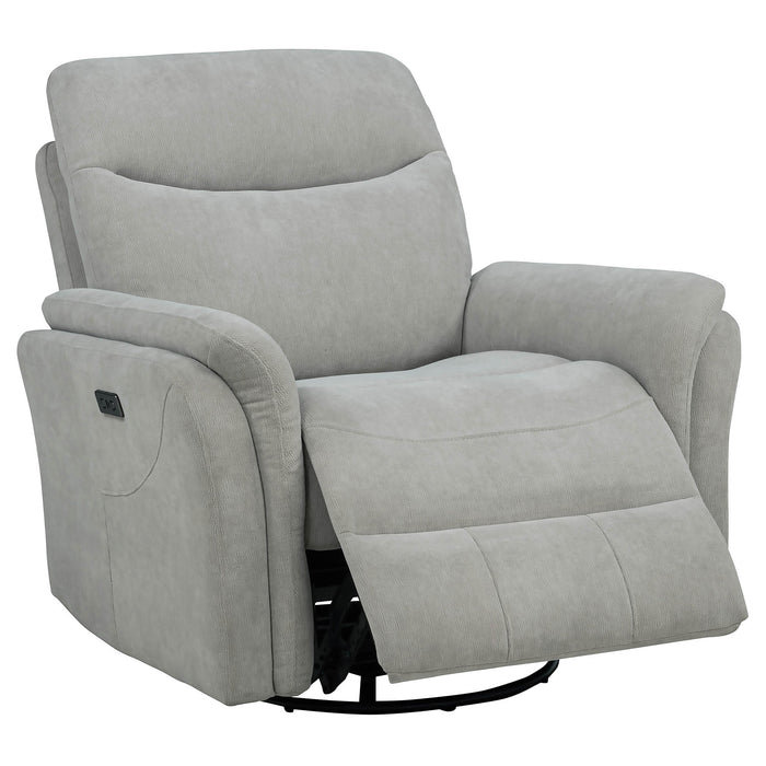 Adler Upholstered Power Swivel Glider Recliner Ivory