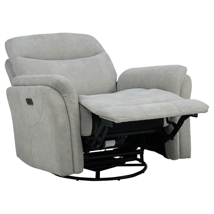 Adler Upholstered Power Swivel Glider Recliner Ivory