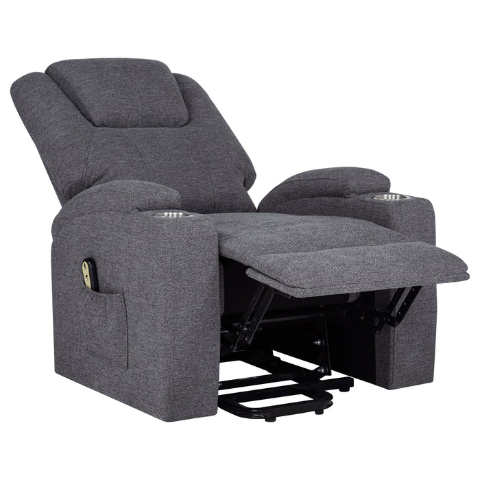 Louie Chenille Upholstered Power Lift Massage Chair Grey