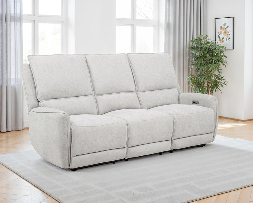 Sylmar Chenille Upholstered Power Reclining Sofa Dove Grey