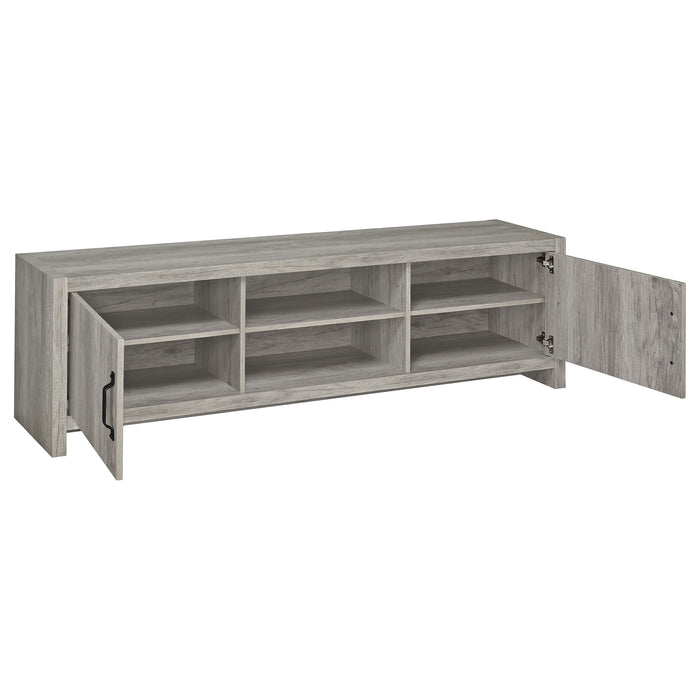Burke 2-door Engineered Wood 71-inch TV Stand Grey Driftwood