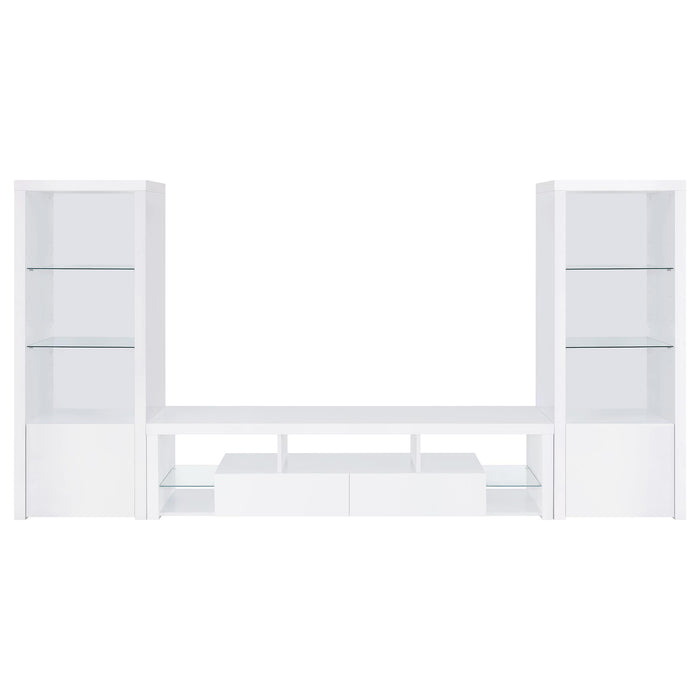 Jude 3-shelf Engineered Wood Media Tower High Gloss White