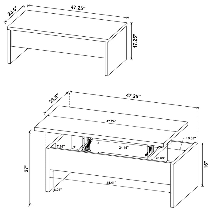 Canoga Engineered Wood Lift Top Coffee Table Light Oak