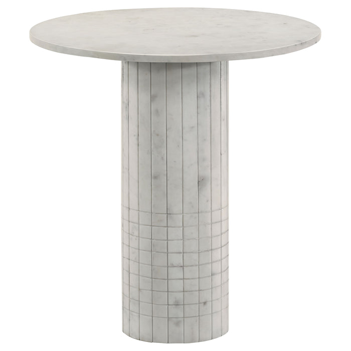 Astoria Round Genuine Marble Side End Table White