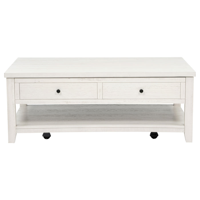 Payne 48-inch Mobile Lift Top Coffee Table Distressed White